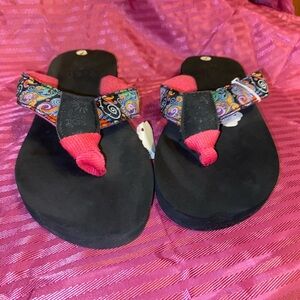Colorful Flip Flops with Black Soles size7